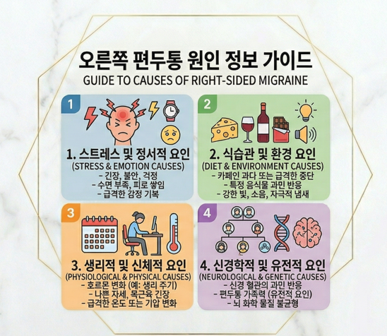 오른쪽 편두통 원인